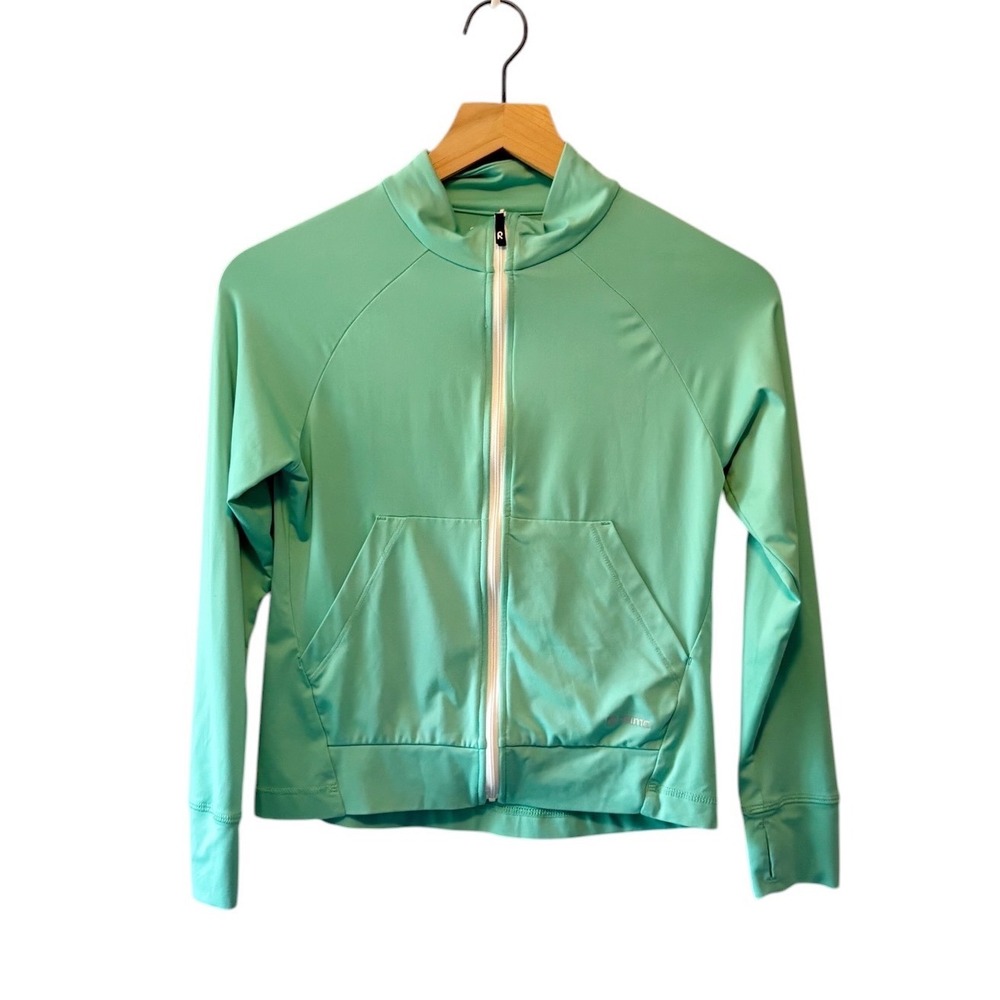 Reima Xylitol Cool Jacket Mint Green Full Zip Mock Neck Thumbholes 10Y 140cm
